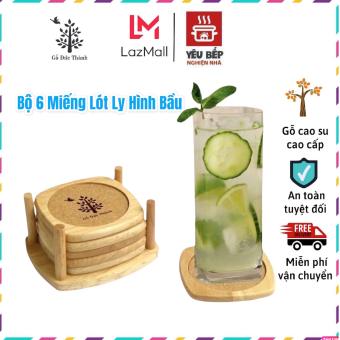 Bộ 6 Miếng Lót Ly (Cốc) Hình Bầu Tặng Kèm Đế Đựng Miếng Lót Tiện Dụng | Gỗ Đức Thành 20171