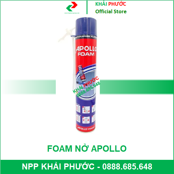 Keo bọt trương nở trám hở tường foam nở xịt chống thấm apolo apollo 750ml - khải phước electric