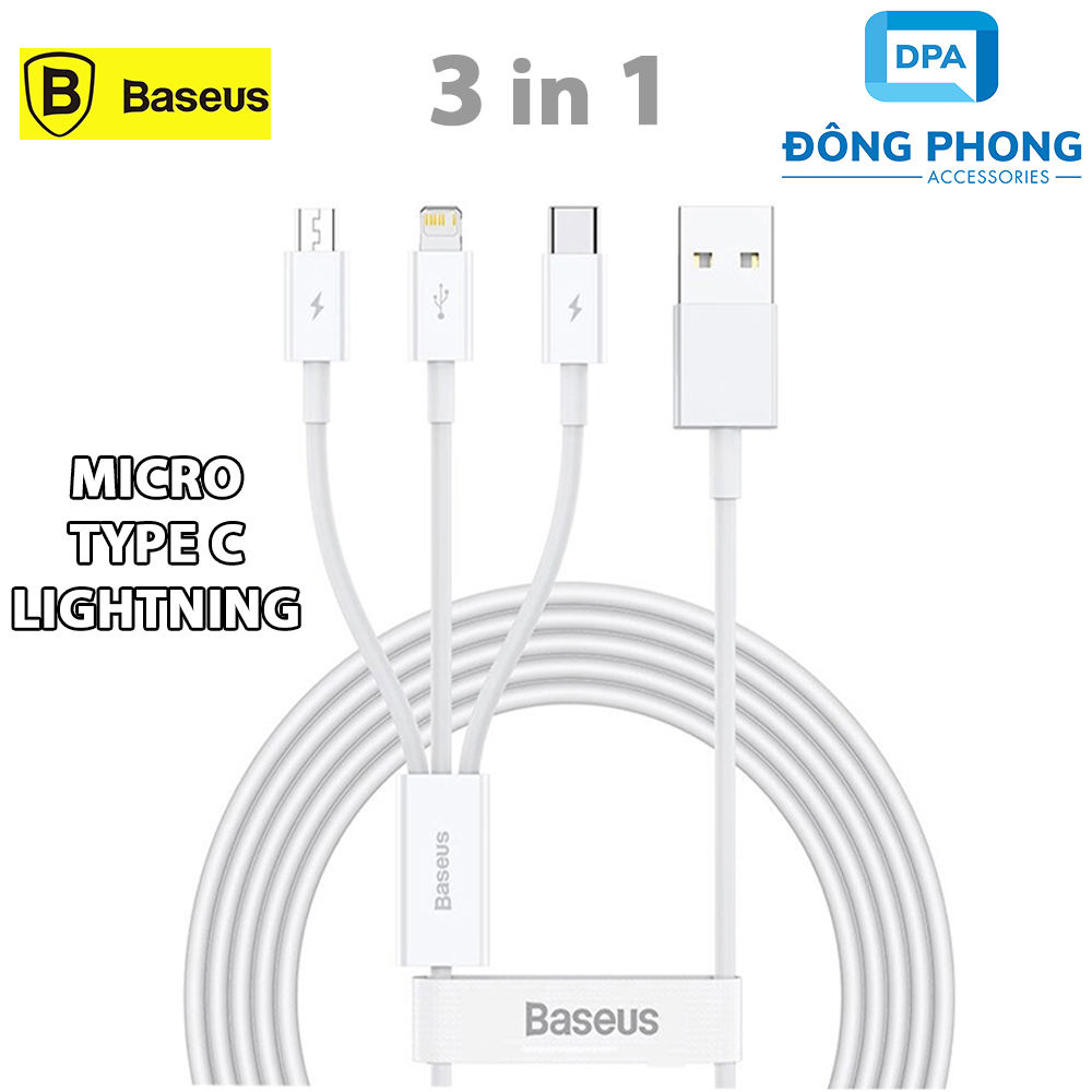Cáp sạc đa năng 3 đầu baseus superior series 3 in 1 chính hãng