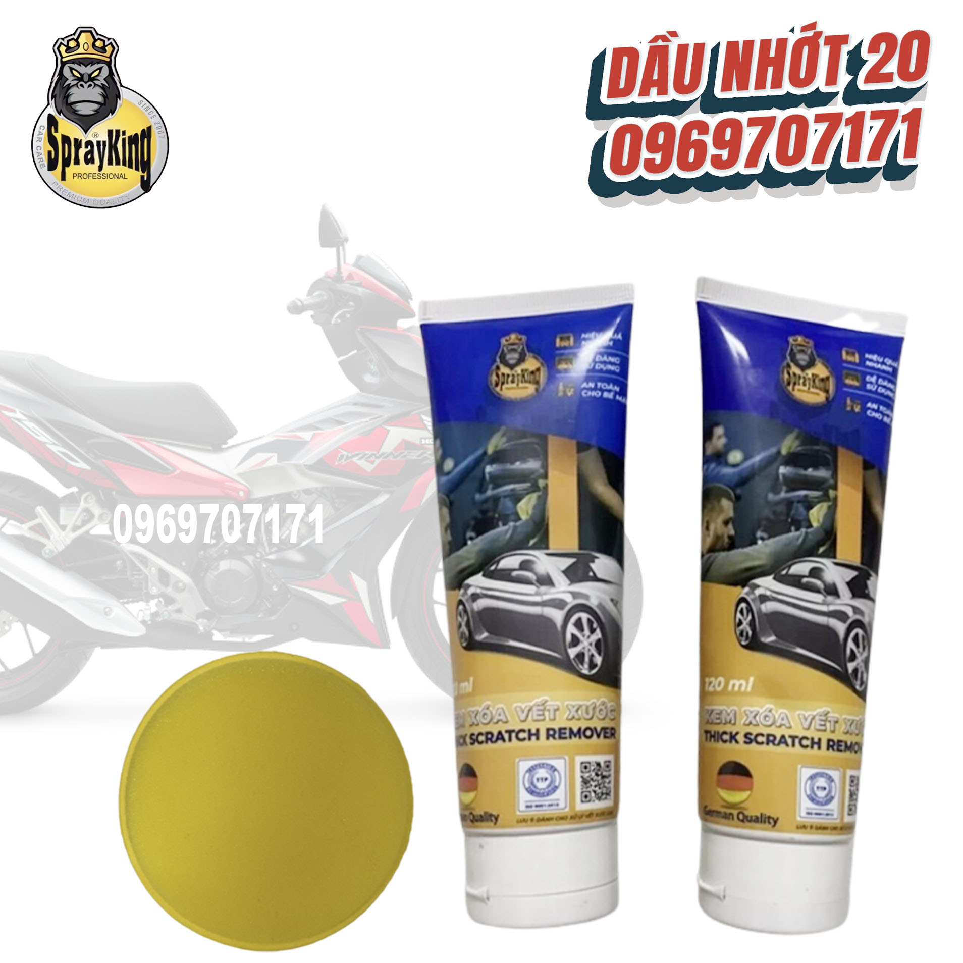 Sprayking scratch remover kem xoá vết xước 120ml + mút vàng