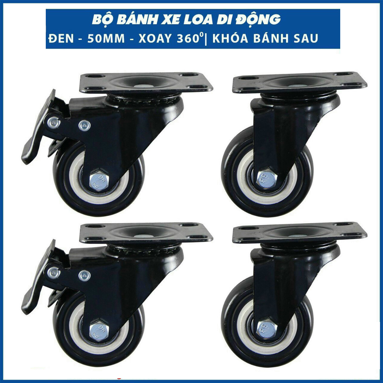 Bộ 4 bánh xe 50mm chuyên dùng cho loa kéo xe đẩy