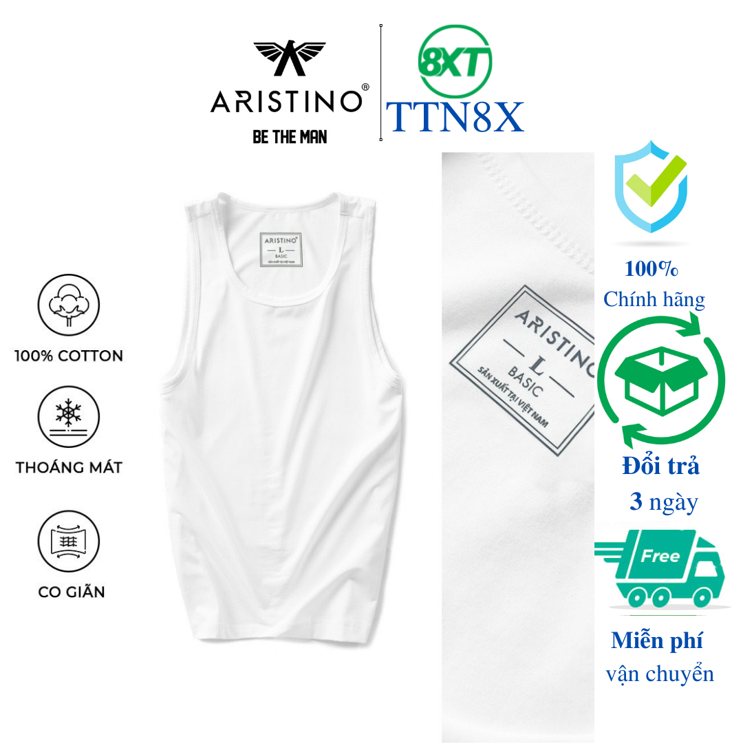 [ FREE SHIP] Áo thun ba lỗ nam AC21 ARISTINO 100% COTTON chất liệu vải mềm, mịn, mỏng, mát, không nhăn, không bai, không xù, áo có thể mặc một mình hoặc mặc lót trong áo sơ mi thấm hút mồ hôi cực tốt, áo có thể mặc bốn mùa