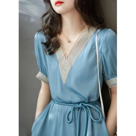 Đầm Ngắn Tay Alisa Sonya Cho Nữ, Dáng Chữ A, Cổ Chữ V, Dáng Ôm, Có Thắt Lưng, Thanh Lịch