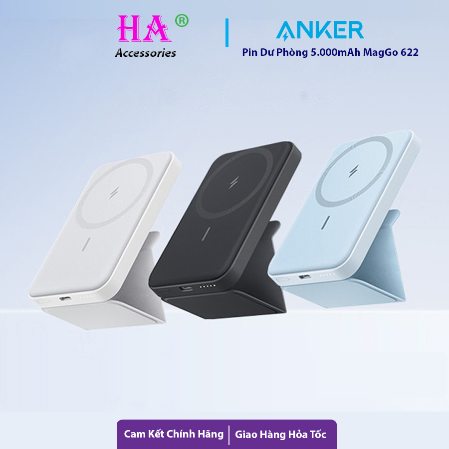 Pin dự phòng anker maggo 622 magnetic 5.000mah hỗ trợ sạc hít nam châm ip 12/13 series