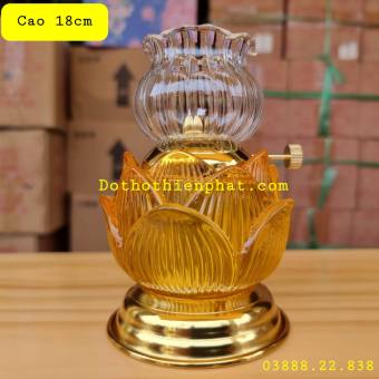 Đèn thờ đốt dầu lưu ly cát tường cao 18cm mẫu đẹp