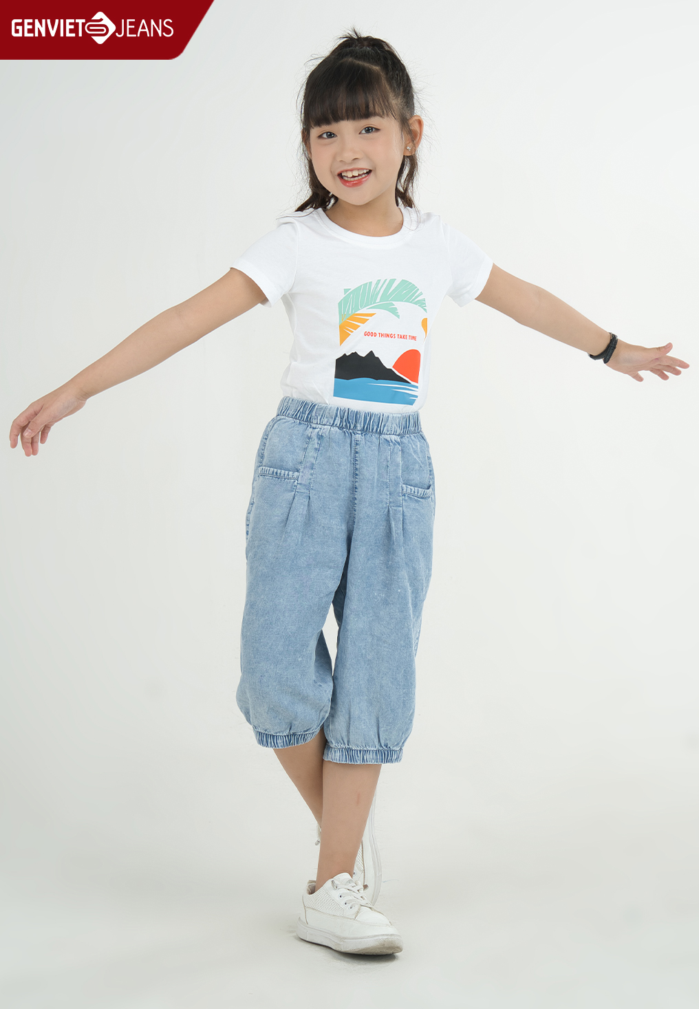 Quần ngố jeans bé gái nq311j2151 genviet jeans