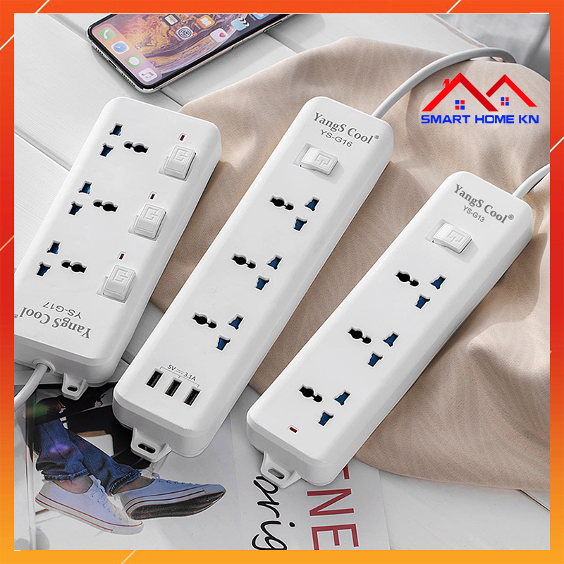 Ổ cắm điện đa năng thông minh 3 chấu có cổng usb sạc điện thoại- An toàn chống cháy chống giật - Chịu tải 2500W