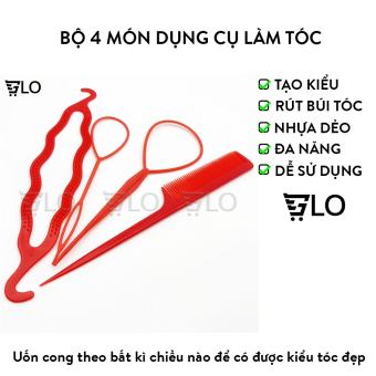 Bộ 4 Món Dụng Cụ Làm Tóc, Tạo Kiểu Phồng, Rút Búi Tóc Đa Năng Dễ Sử Dụng