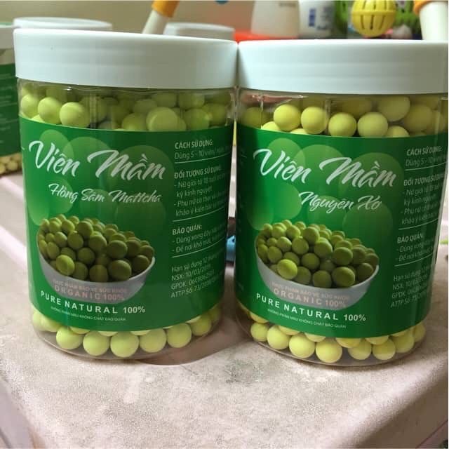 2 Hũ viên mầm đậu nành hồng sâm collagen mát cha giúp tăng vòng 1 đẹp da nhà làm