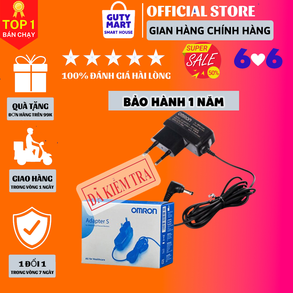 Adapter - Bộ chuyển đổi nguồn, sạc điện cho máy đo huyết áp Omron tiết kiệm chi phí và an toàn, ổn định hơn dùng pin - Guty Mart