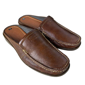 Dép bít mũi nam  màu vàng bò trơn da bò cao cấp THBM067