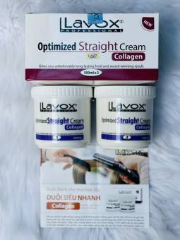 Kem Duỗi thẳng Tóc siêu nhanh siêu mạnh COLLAGEN LAVOX chuyên nghiệp Optimized Straight Cream (Hộp lớn: 2x500ml)