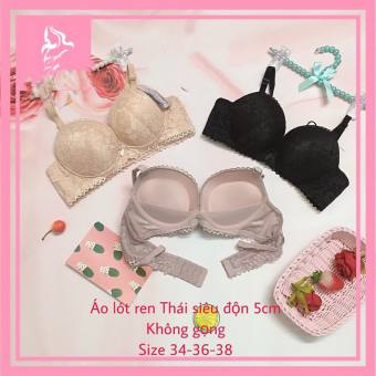 Áo lót ren Thái Lan mút xốp nâng 5cm không gọng- lót lưới chống xệ và giữ form tốt