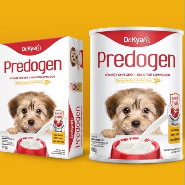 Dr.Kyan - sữa bột Predogen cho chó con - lon 400gr và hộp 110gr