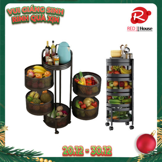 Kệ Tròn Xoay đa năng 5 tầng đựng đồ nhà bếp Vifiba bánh xe xoay 360 độ kệ đựng đồ phòng bếp phòng khách phòng tắm