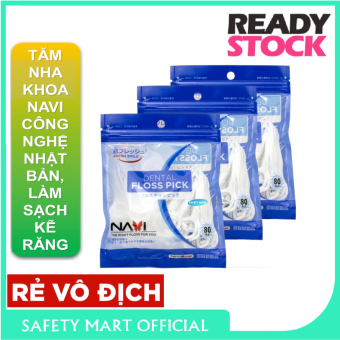 Tăm chỉ nha khoa Navi cao cấp túi 80 chiếc, Japan Technology, tăm kẽ răng, tăm chỉ xỉa răng nha khoa, chỉ tăm nha khoa Nhật Bản, tăm nhựa nha khoa, tăm chỉ tơ nha khoa, tăm xỉa răng - Hàng chính hãng Safety Mart Official