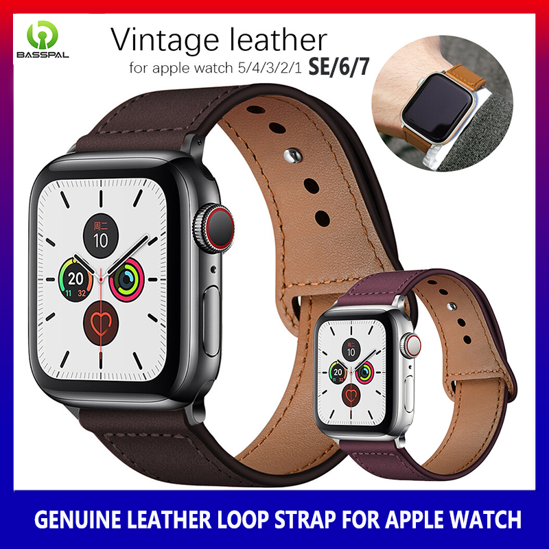 Basspal Chính Hãng dây da Dây Đeo Tương Thích Cho Vòng đeo đồng hồ Apple Siêu 2 49Mm 42Mm 44Mm Tương Thích Cho Apple Đồng Hồ 4 5 6 38Mm 40Mm Cho Tôi Đồng Hồ 3/2/1 7 8 9 41Mm 45Mm Correa vòng đeo tay thay thế