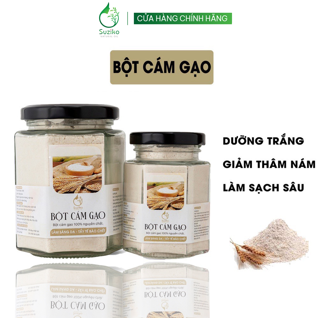 Bột đắp mặt nạ SUZIKO cám gạo nguyên chất làm sạch sau dưỡng trắng da hiệu quả