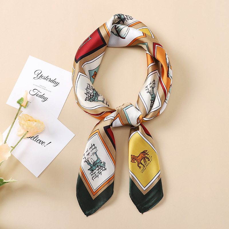 Khăn lụa bản to 70 cm khăn bandana vintage đa chức năng bốn mùa