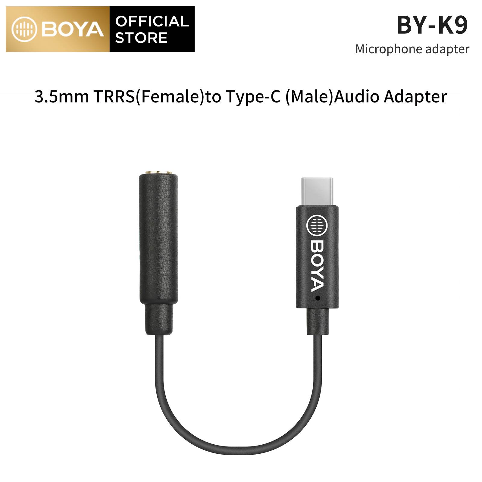 Boya cáp chuyển đổi âm thanh by-k9 3.5mm trrs female sang type-c male phụ kiện micro cho camera điện thoại thông minh