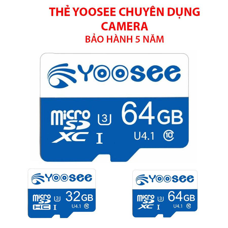 Thẻ nhớ 64gb 32gb yoosee class 10, thẻ nhớ yoosee camera ip wifi, điện thoại, loa đài - bảo hành 5 năm 1 đổi 1