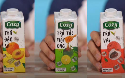 Trà trái cây Cozy trà đào sả 1 thùng 24 hộp