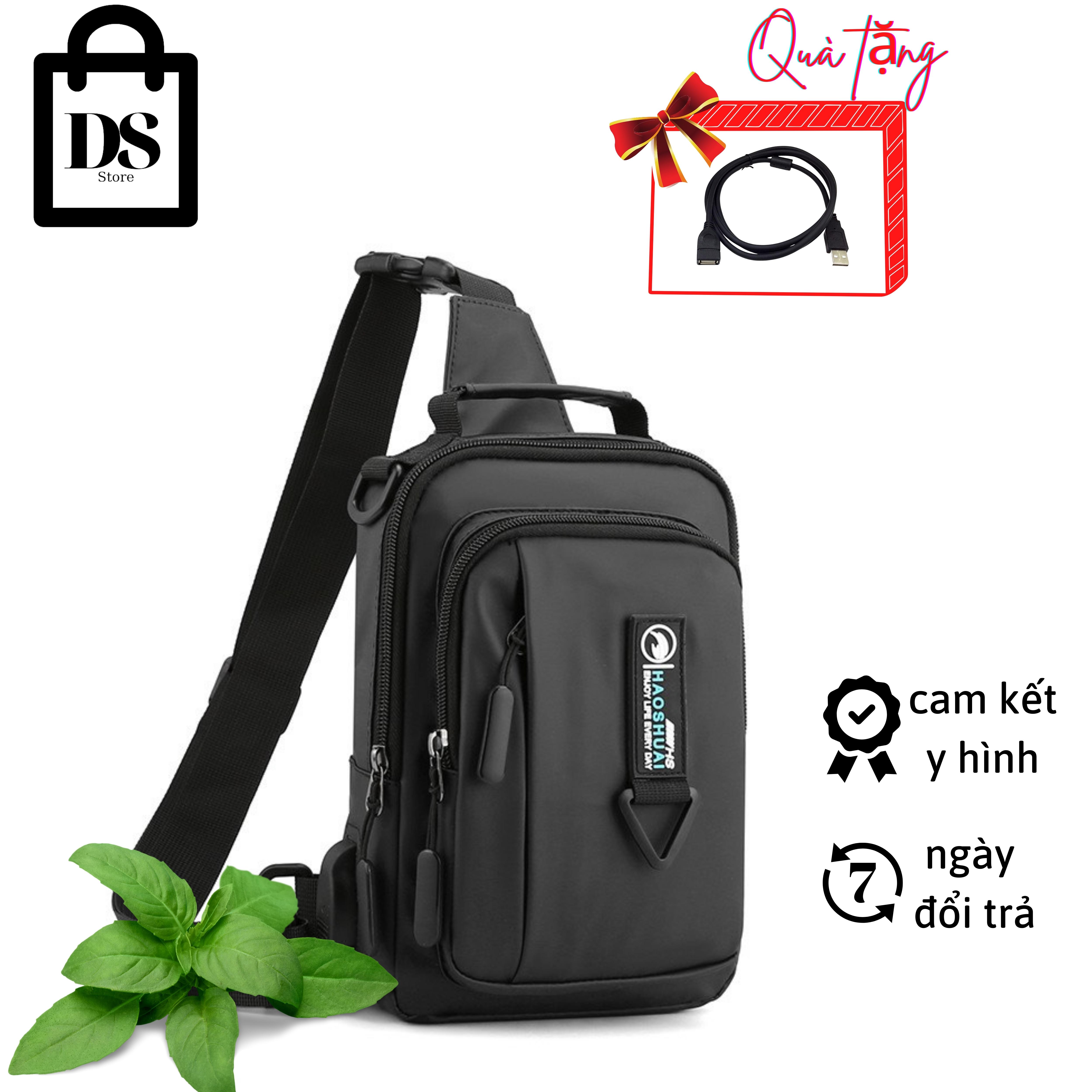 [Tặng cáp sạc] Balo mini - Túi Đeo chéo đa năng Haoshuai 149 - Kích thước 23*15cm - Chống nước, chống bám bụi - Đựng được máy tính bảng 7,9 inch Phù hợp cho cả nam lẫn nữ