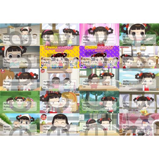 Set 20 nhãn vở IN HÌNH Hello Jadoo anime chibi đồ dùng học tập
