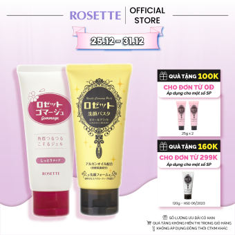 Combo Tẩy Tế Bào Chết Dành Cho Da Khô Rosette Gommage Moist 120g Và Sữa Rửa Mặt Làm Sáng Da Rosette Ghassoul Bright 120g