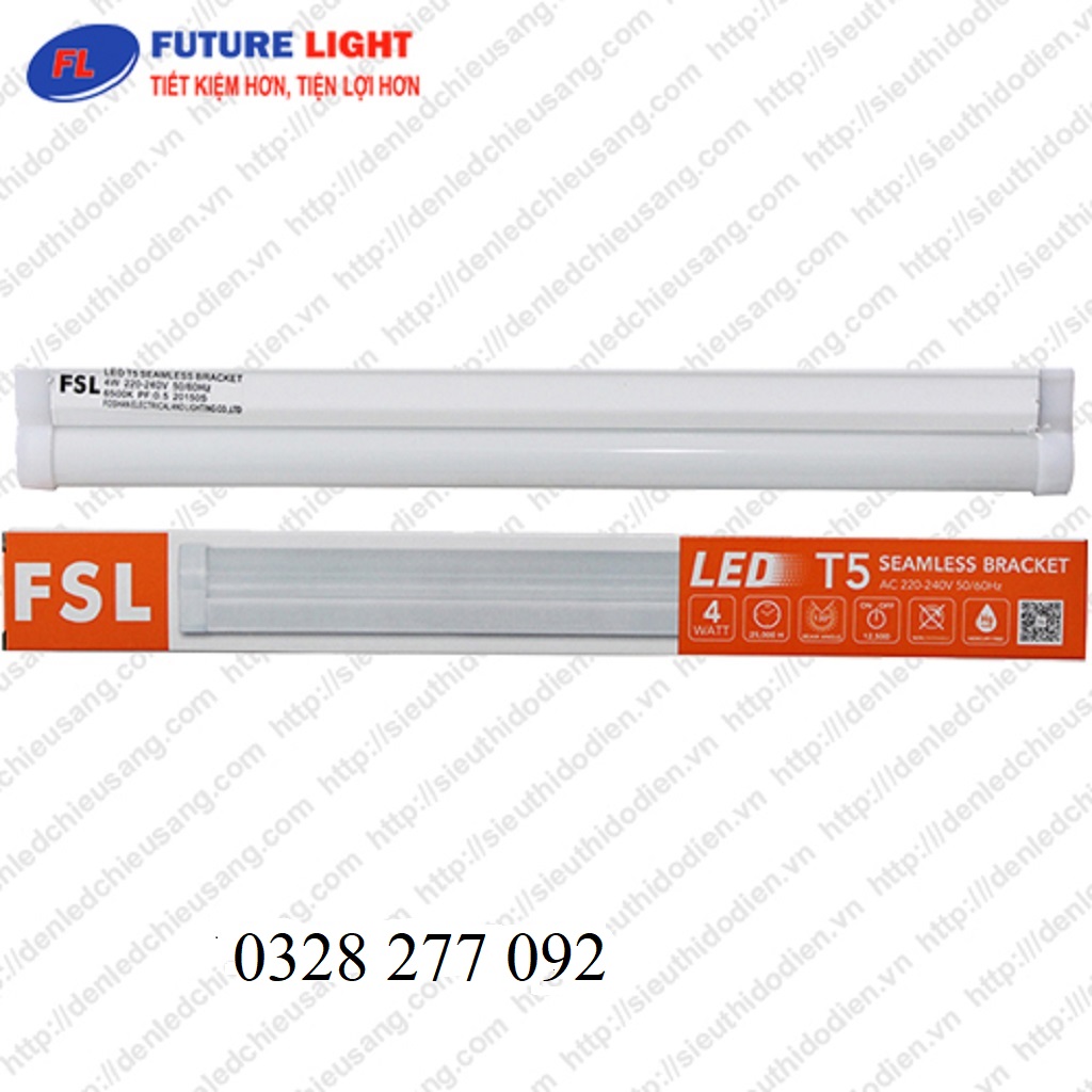 Bộ đèn tuýp led t5 4w 30cm liền máng - fsl