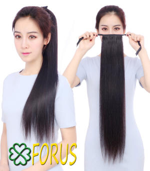 Tóc giả cột thẳng 60cm C137C, màu [nâu vàng 2/30]