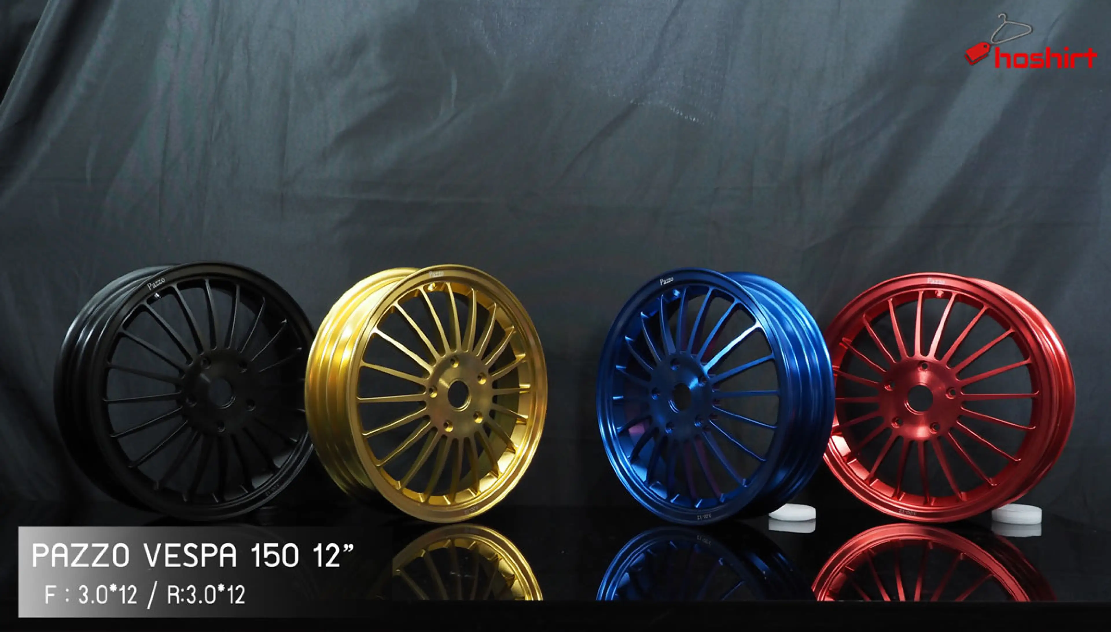 Vespa Sprint Vespa Primavera 125 150 Vespa 125 150 Alloy Wheels, 12 Inch Rims, 20 Spoke Pattern, Forged Work (1 Pair)