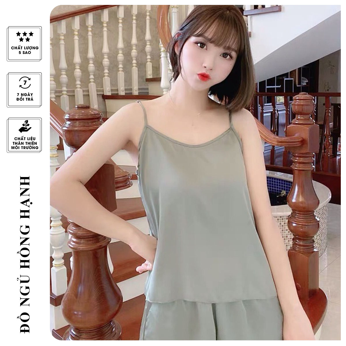 Bộ ngủ lụa 2 dây cao cấp lụa mềm mịn