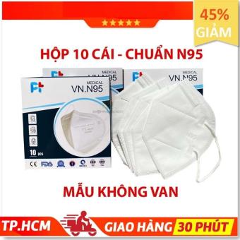 Hộp 10 Cái Khẩu Trang VNN95 PT Mask, 4 Lớp, kháng Khuẩn, Chống Bụi Siêu Mịn PM2.5, Màu Trắng