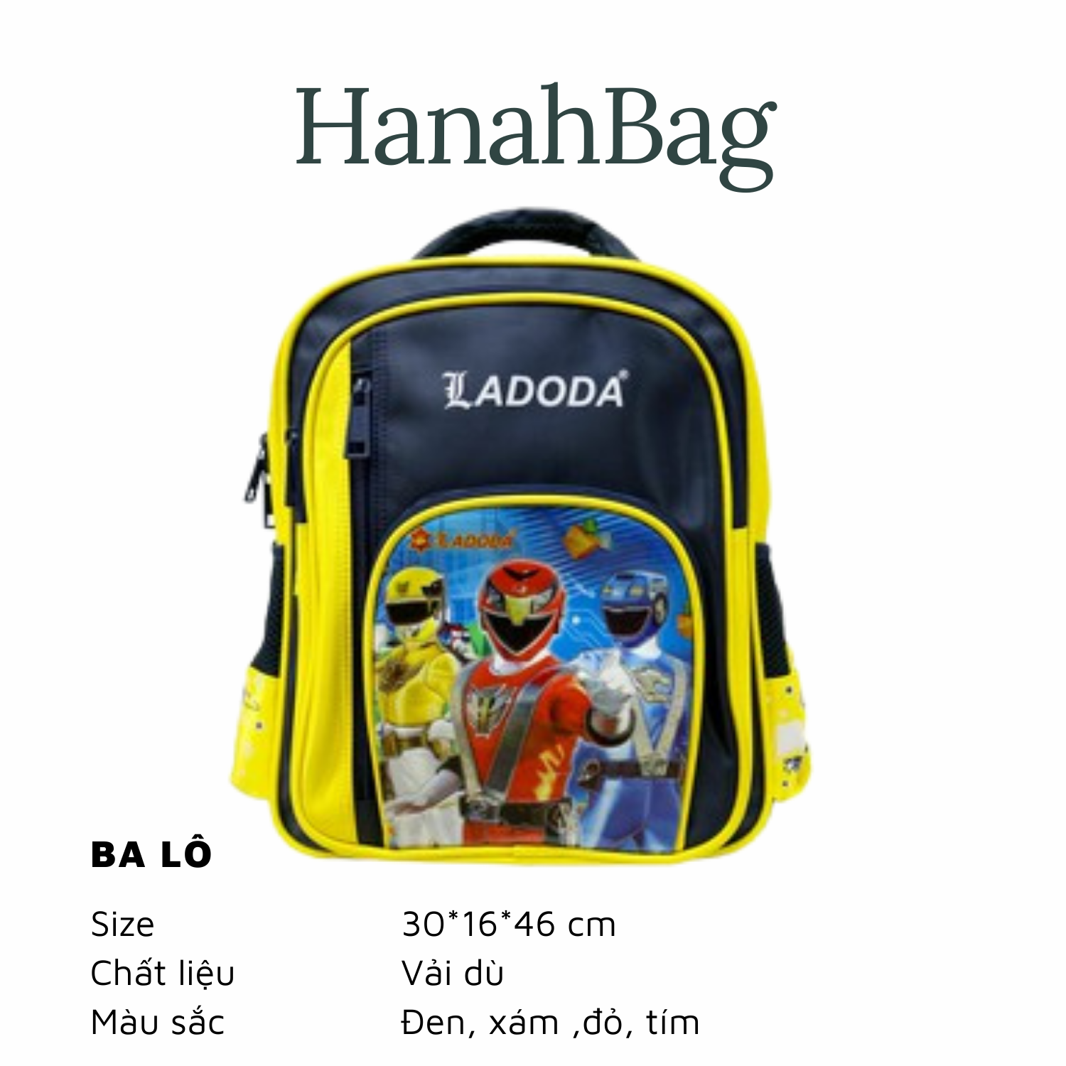 Balo học sinh cấp 1 ladoda cặp đi học chất vải dù chống bụi và thấm nước cho bé trai bé gái