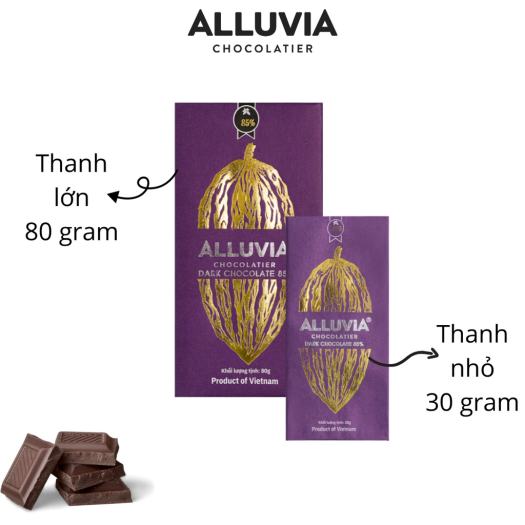 Socola đen nguyên chất ít đường đắng đậm 85% ca cao Alluvia Chocolate