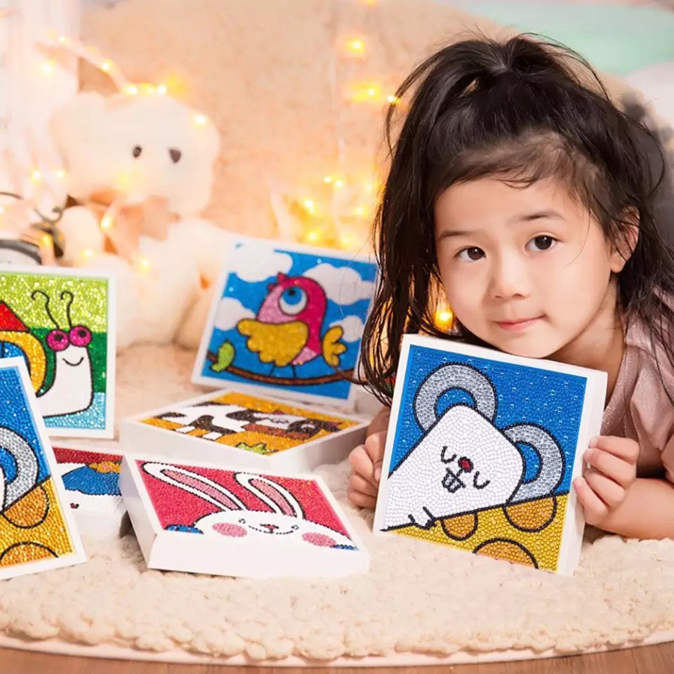 Tranh Đính Đá Handmade họa tiết xinh xắn trang trí bàn học , phòng cho bé