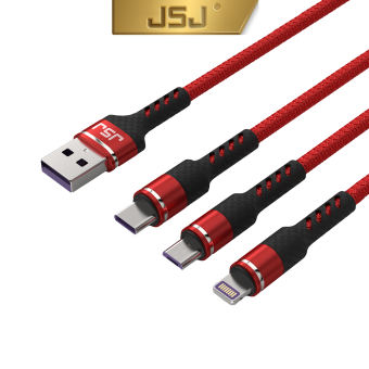 Cáp sạc nhanh 3 đầu (Type-C, Micro USB, Lightning) 3.0A JSJ USB-233 dài 1.2m