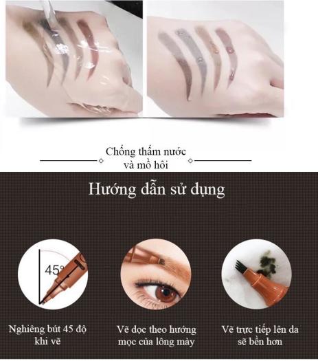 Bút Vẽ Lông Mày Phẩy Sợi 4D Không Thấm Nước