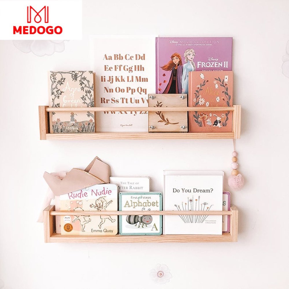 Kệ gỗ treo tường chữ u, kệ gỗ trang trí MEDOGO, giá gỗ treo tường để đồ