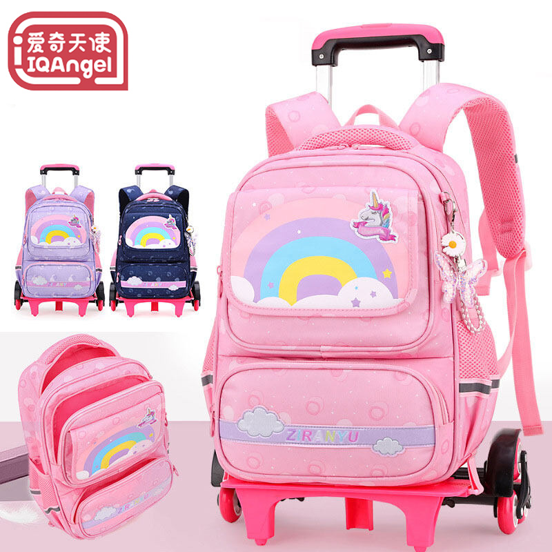 Tg ba lô sức chứa lớn cho học sinh tiểu học cặp sách xe đẩy cặp sách leo núi sáu bánh