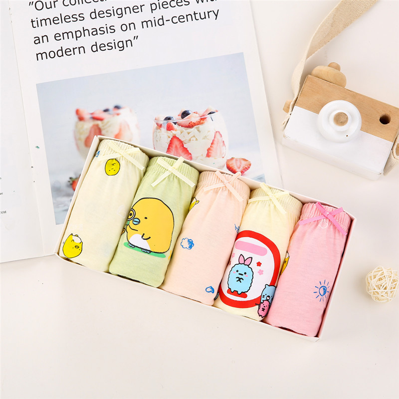 [HCM]Set 5 quần lót bé gái Hàn Quốc 100% cotton mẫu Lovely Happy Vàng