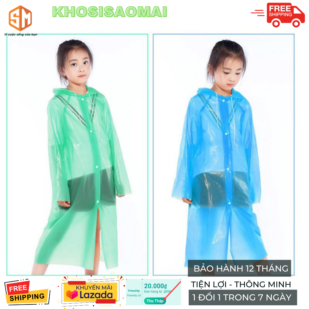 Áo mưa liền thân chất liệu peva chống mưa giữ ấm kiểu mới cho bé