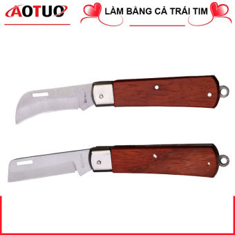 Dao tuốt dây điện (tay gỗ), dao gọt vỏ dây điện, dao đa năng TUOSEN / Tuo Sen