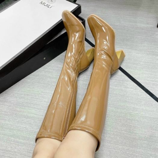 FREESHIP BỐT NỮ BOOT ĐÙI DA BÓNG GÓT CAO 7P CAO CẤP