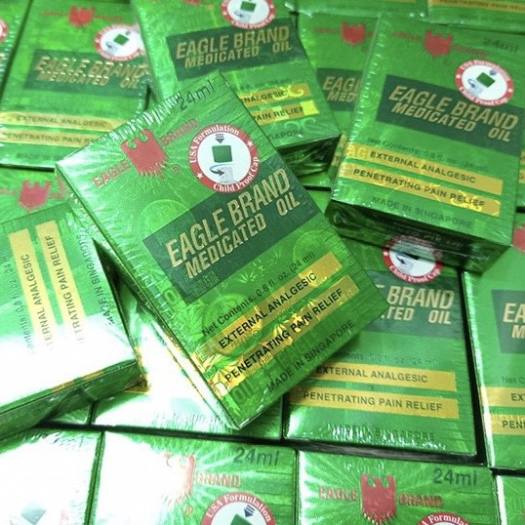 Dầu gió xanh con Ó Singapore 24ml - Dầu Gió Nước Xanh 2 Nắp Singapore Eagle Brand 24ml