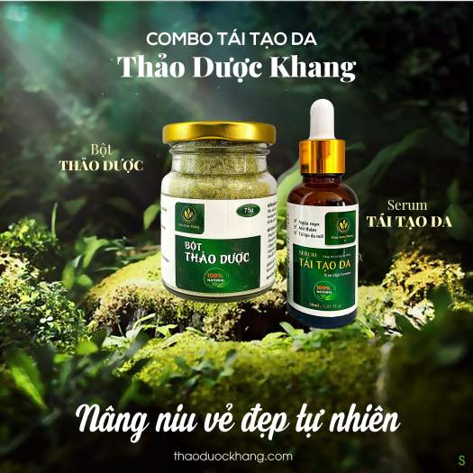 Combo Thảo Dược Khang gồm Serum đánh bay vết thâm sẹo rỗ 30ml + Bột thảo dược hàng chính hãng