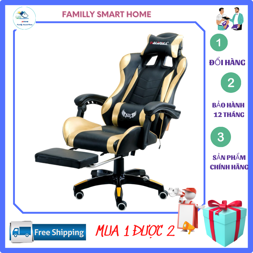 -⚡FREE SHIP⚡ Ghế Gaming ,Ghế game thủ  KLV  V1 Phiên Bản HOT 2022 Cao Cấp Ngã Lưng 180 độ Da Bu Chống Thấm, Nâng Hạ Tay Vịn