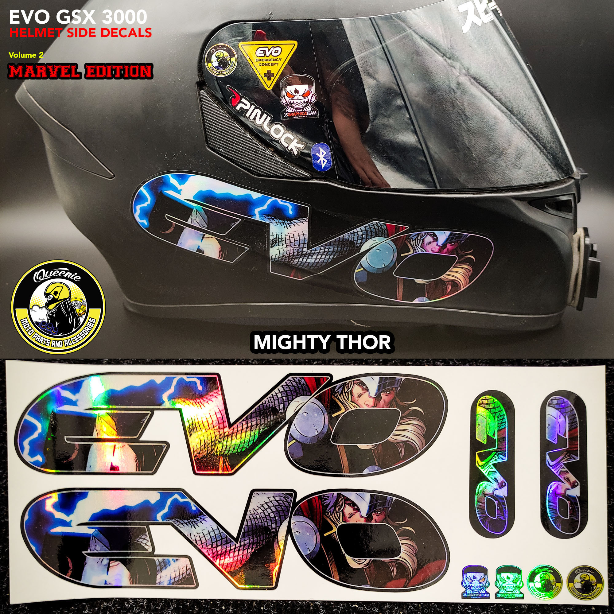 Evo Helmet Stickers Hologram Side Decals For V1 And V2 GSX3000