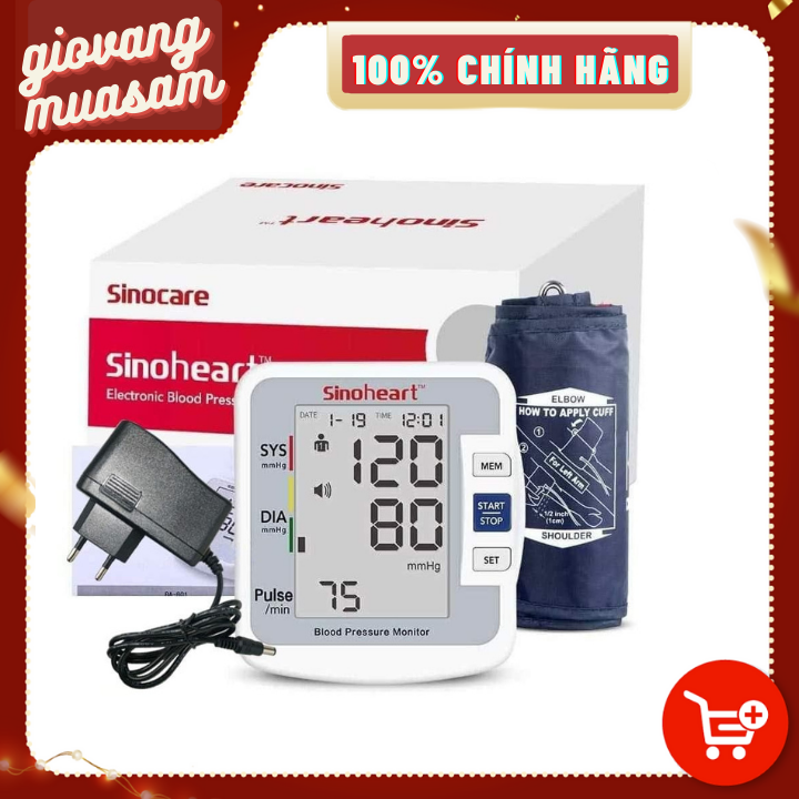 Máy đo huyết áp bắp tay Sinoheart BA-801 sử dụng điện 220v + Tặng bộ chuyển đổi nguồn